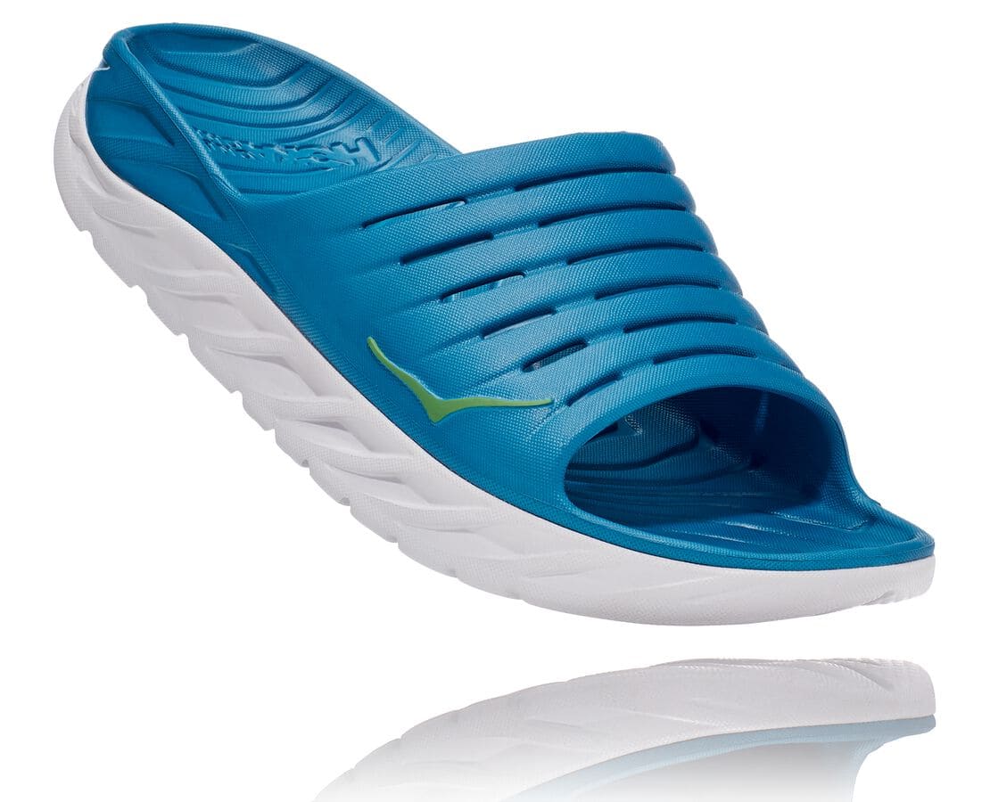 Hoka One One Ora Recovery Slide Férfi Szandál Kék / Zöld [EDBWO-6354]